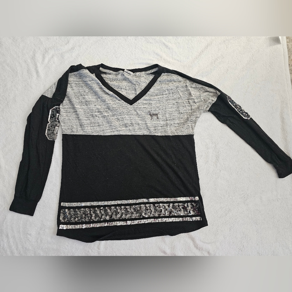 Victoria Secret PINK Vintage Sequin Long Sleeve Oversizer Tshirt *see Size Info*